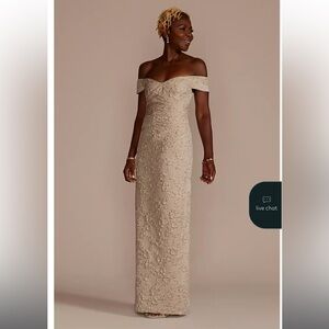 OLEG CASSINI

Off-the-Shoulder Stretch Metallic Jacquard Dress